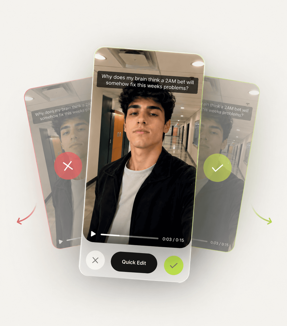 DumbSMM content review cards with quick edit controls